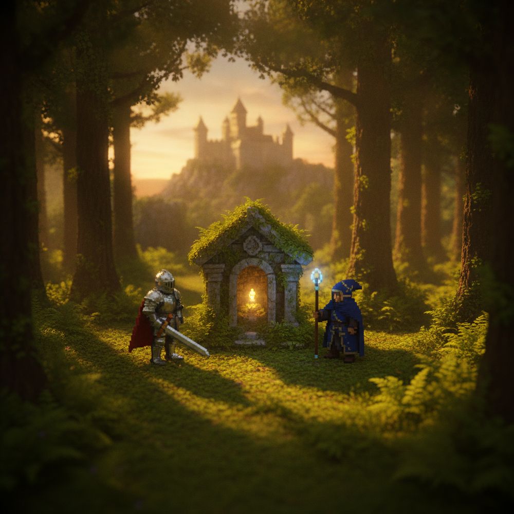 Estilo HD-2D pixel diorama